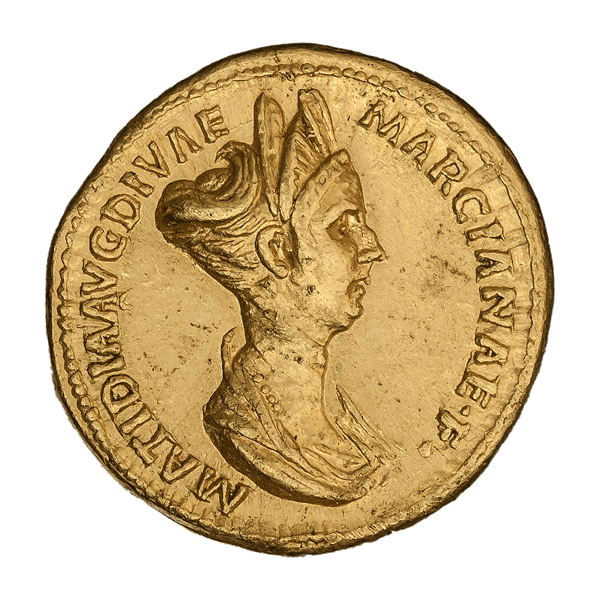 Ауреус. Матидия, дочь сестры Траяна Марцианы и мать Сабины