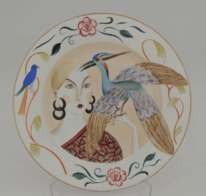 Plate "Girl with a peacock"