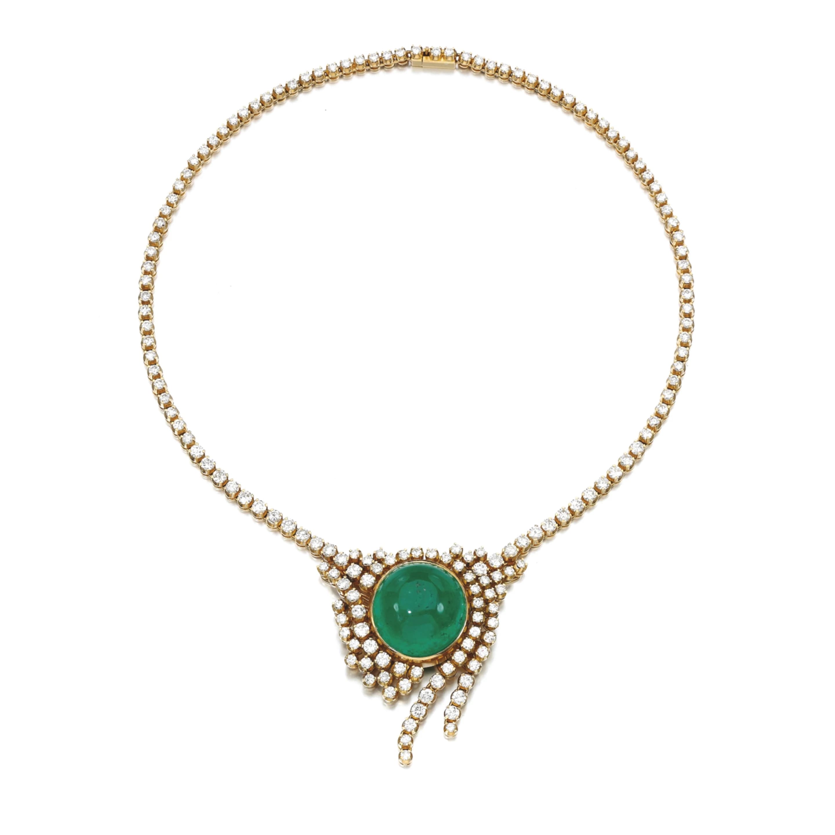 Emerald and diamond necklace