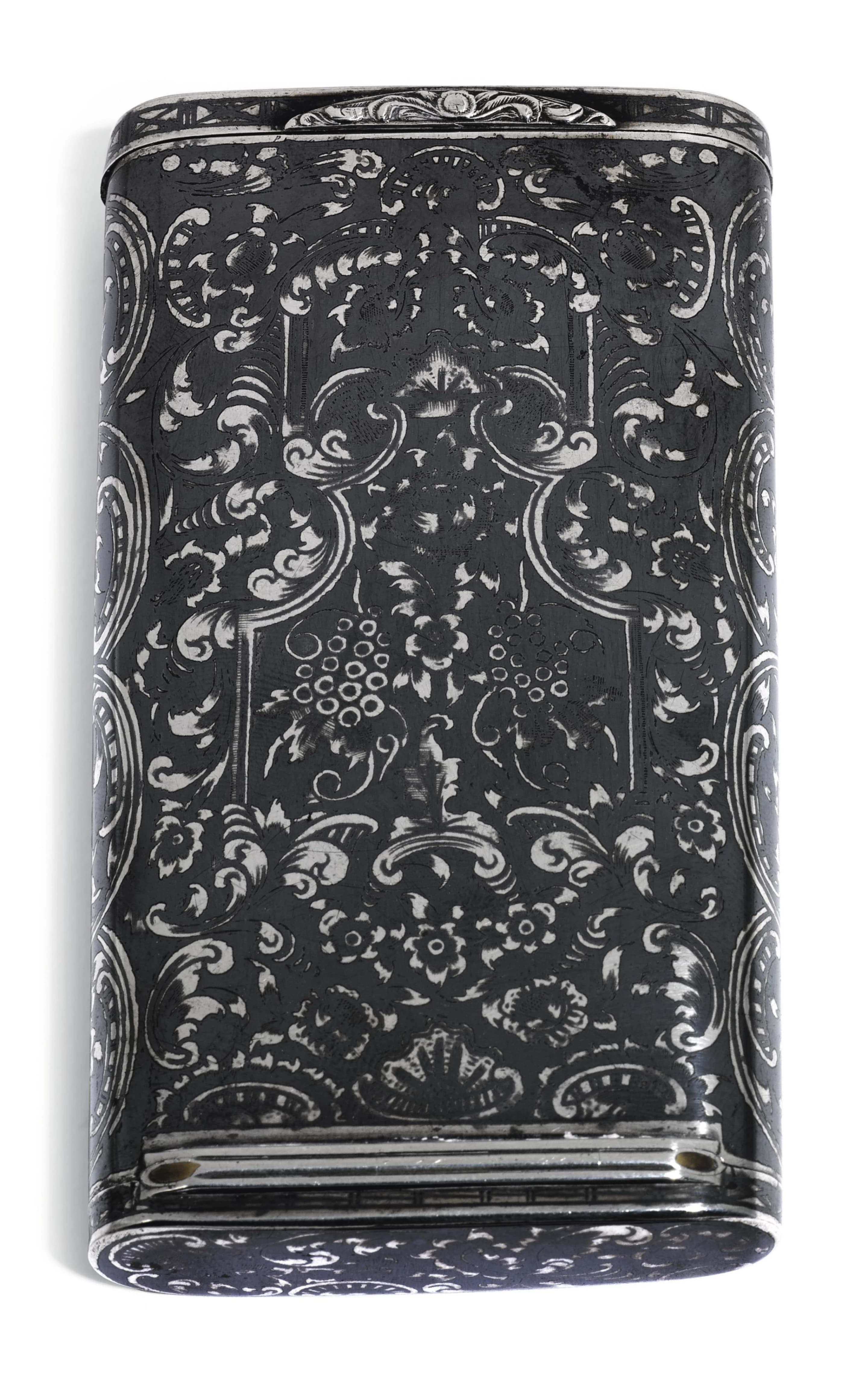A silver and niello cigar case