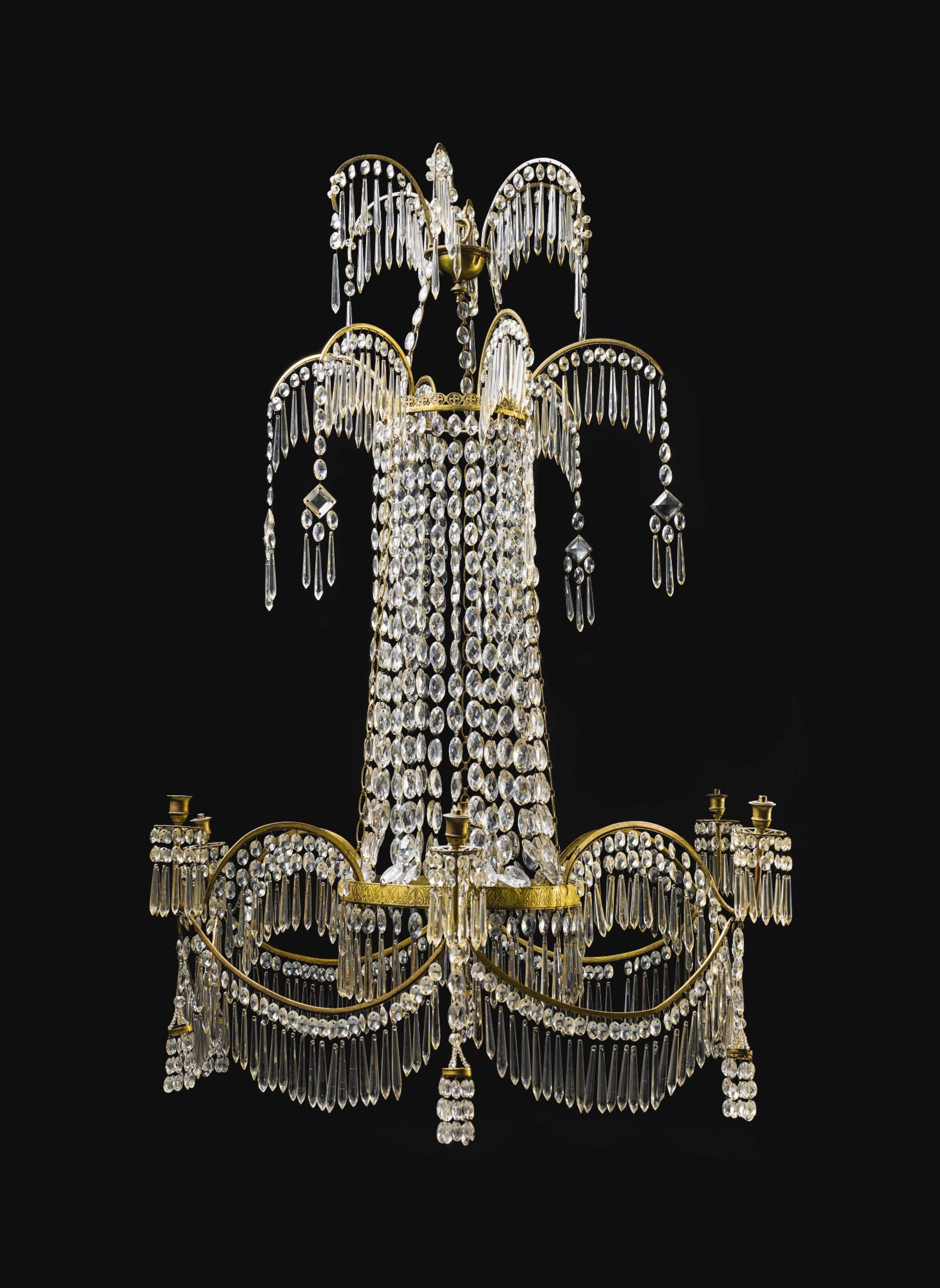 A russian gilt-bronze, cut-glass and gilt-brass chandelier